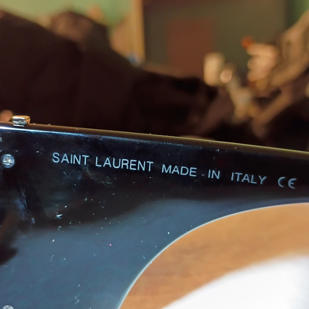 Yves Saint Laurent Black Sunglasses with Gold YSL Logo - Picture 5 of 6